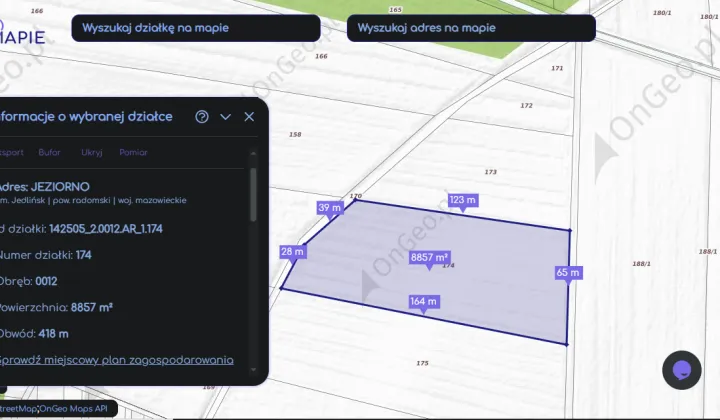 Działka rolna Jeziorno Wykrętek