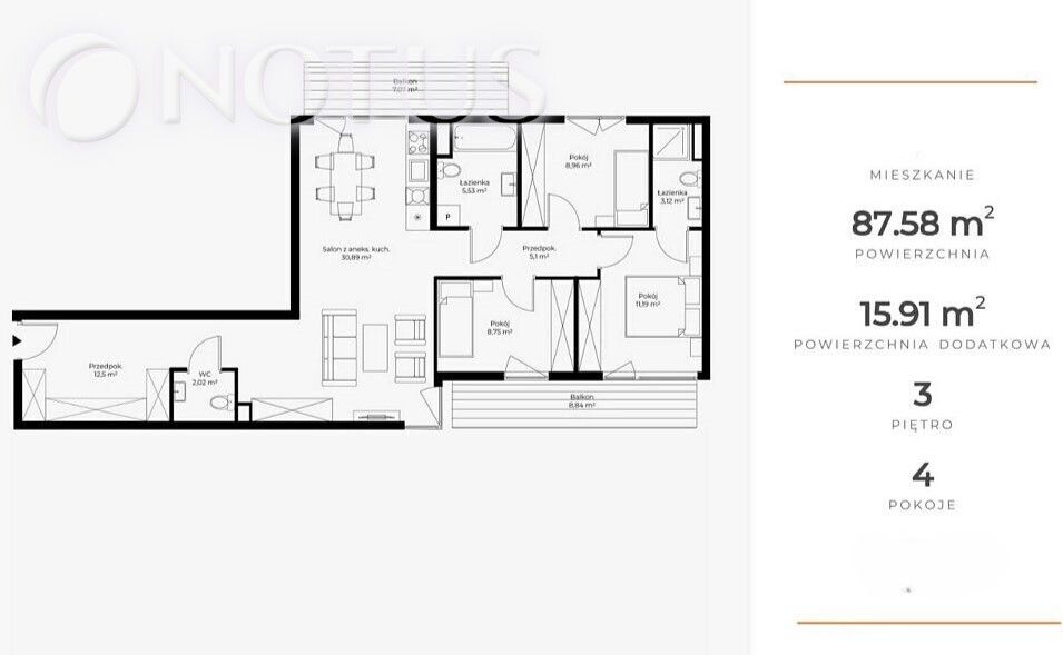 Mieszkanie 4-pokojowe Katowice, ul. prof. Jana Mikusińskiego. Zdjęcie 4