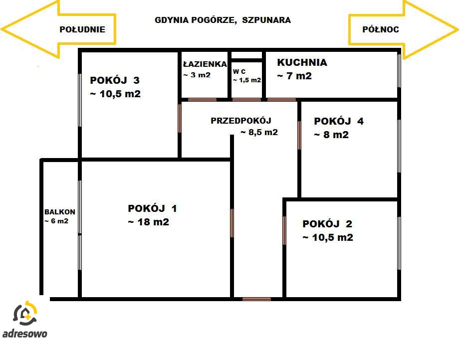 Mieszkanie 4-pokojowe Gdynia Pogórze, ul. ppłk. Ignacego Szpunara