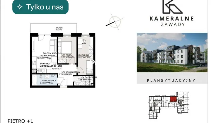Mieszkanie 3-pokojowe Białystok Zawady, ul. św. Krzysztofa