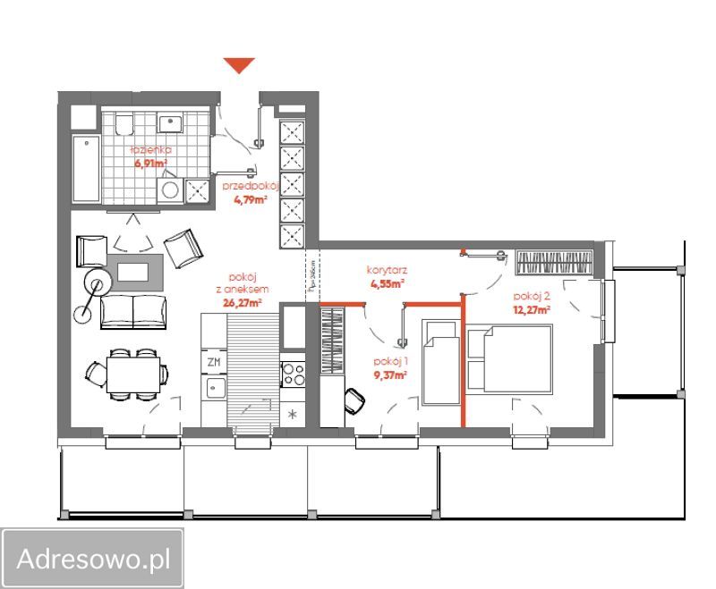 Mieszkanie 3-pokojowe Katowice Bogucice, ul. Henryka Mikołaja Góreckiego. Zdjęcie 11