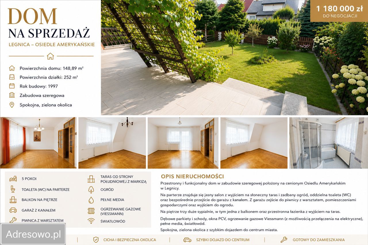 dom szeregowy, 4 pokoje Legnica, ul. Peruwiańska. Zdjęcie 2