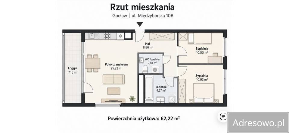 Mieszkanie 3-pokojowe Warszawa Gocław, ul. Międzyborska. Zdjęcie 2