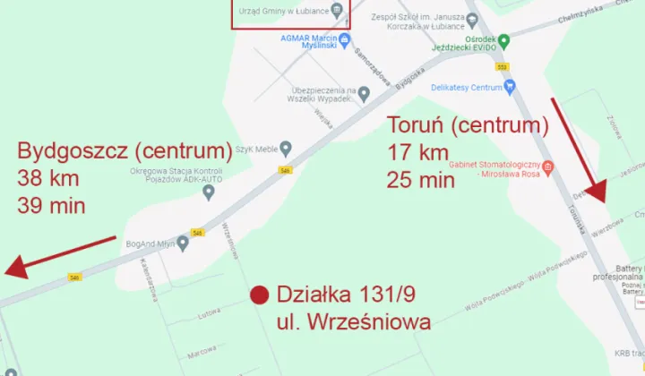 Działka budowlana Łubianka, ul. Wrześniowa