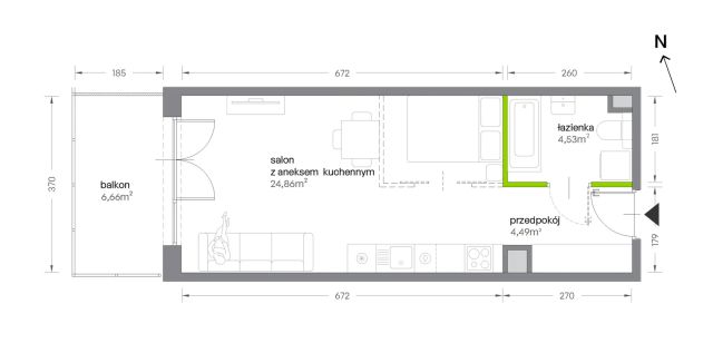 Mieszkanie 1-pokojowe Kraków Krowodrza, ul. Żabiniec. Zdjęcie 7