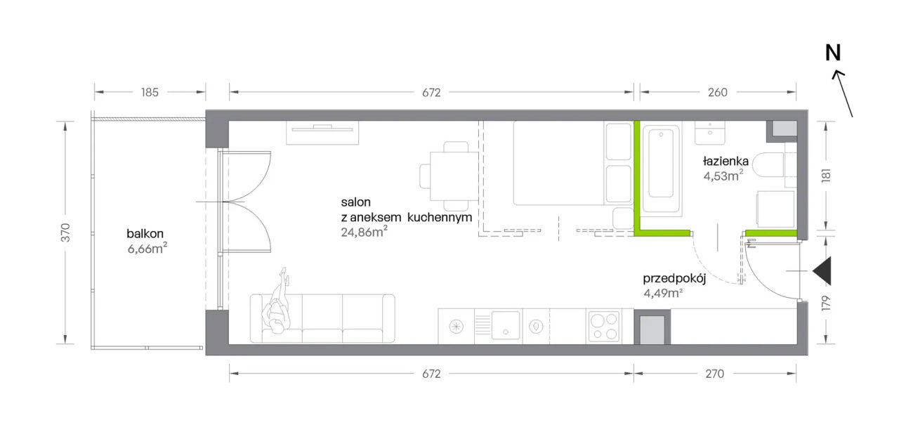 Mieszkanie 1-pokojowe Kraków Krowodrza, ul. Żabiniec. Zdjęcie 7