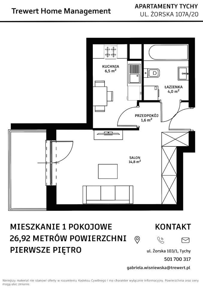 Mieszkanie 1-pokojowe Tychy Żwaków, ul. Żorska. Zdjęcie 7