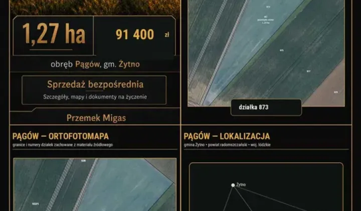 Działka rolna Pągów
