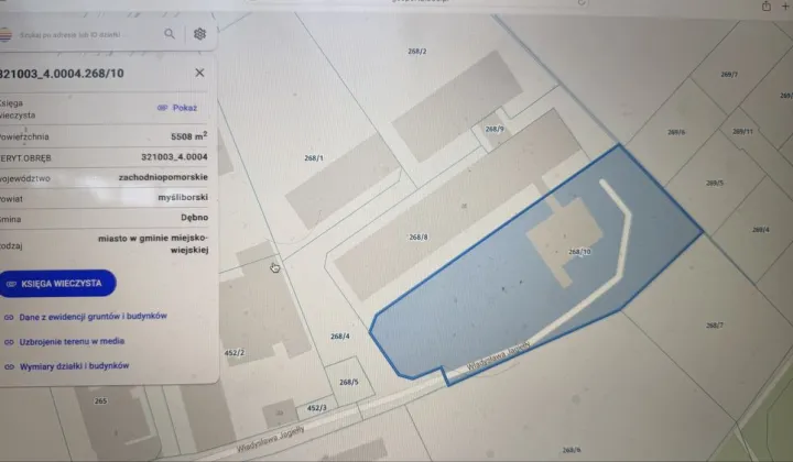 Działka inwestycyjna Dębno, ul. Władysława Jagiełły