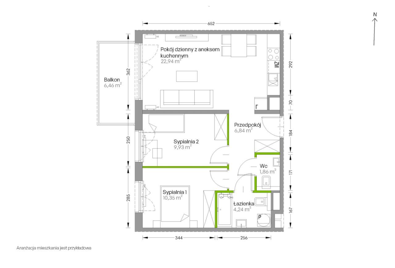 Mieszkanie 3-pokojowe Kraków Czyżyny, ul. Romana Ciesielskiego. Zdjęcie 14