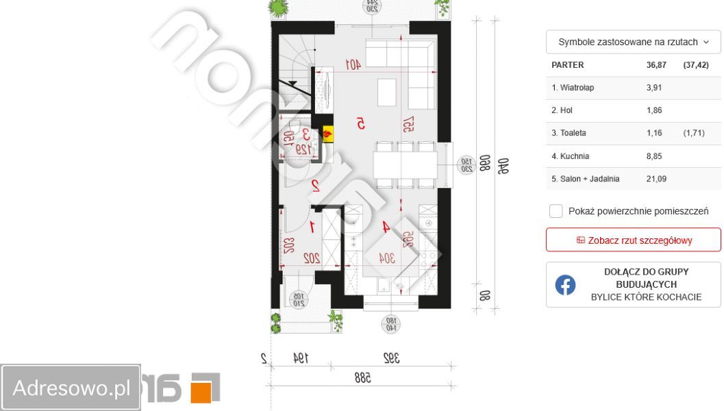bliźniak, 4 pokoje Prandocin. Zdjęcie 3