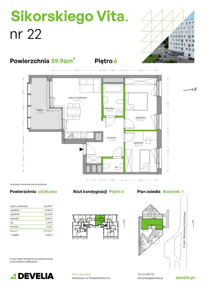 Mieszkanie 3-pokojowe Warszawa Mokotów, al. gen. Władysława Sikorskiego. Zdjęcie 9