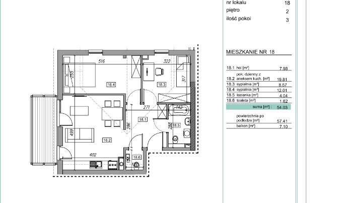 Mieszkanie 3-pokojowe Myślenice. Zdjęcie 19