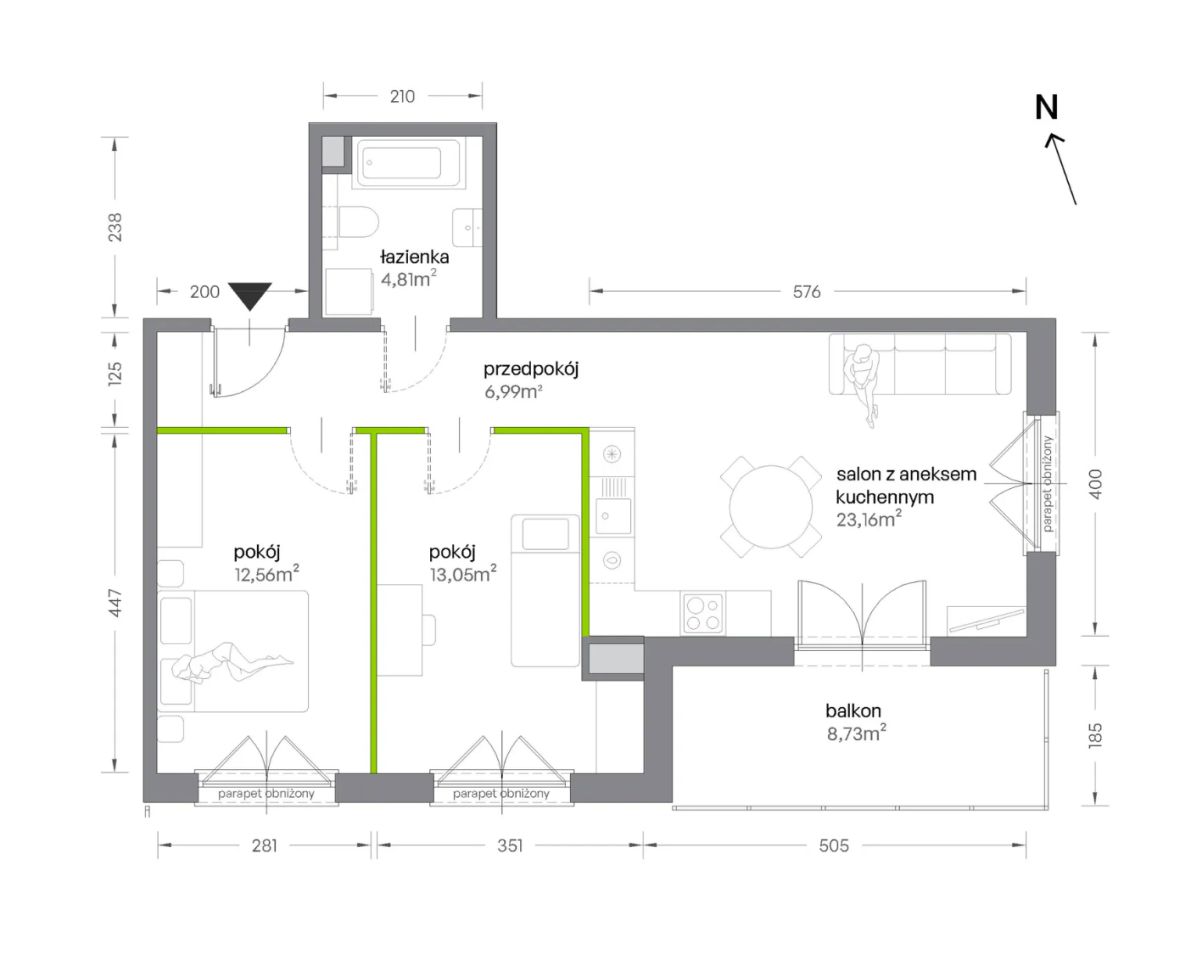 Mieszkanie 3-pokojowe Kraków Krowodrza, ul. Żabiniec. Zdjęcie 7