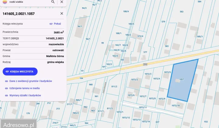 Działka inwestycyjna Rostki Wielkie