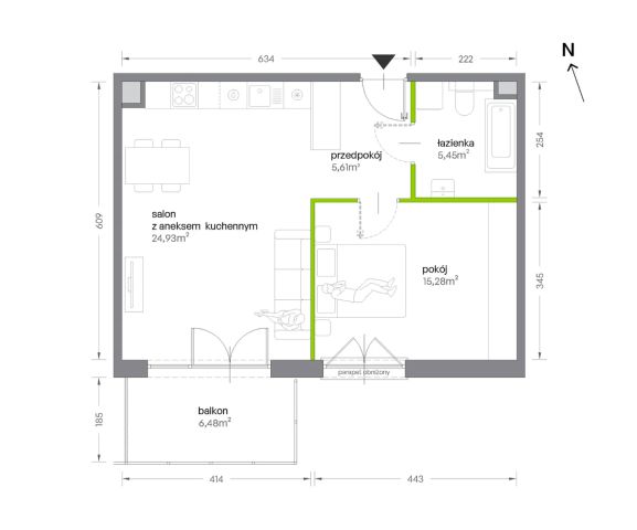 Mieszkanie 2-pokojowe Kraków Krowodrza, ul. Żabiniec. Zdjęcie 7