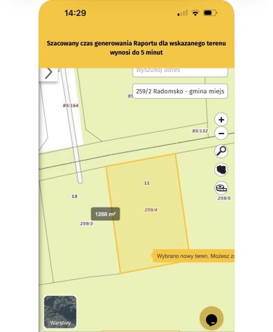 Działka budowlana Radomsko Centrum, ul. Rumiankowa. Zdjęcie 1