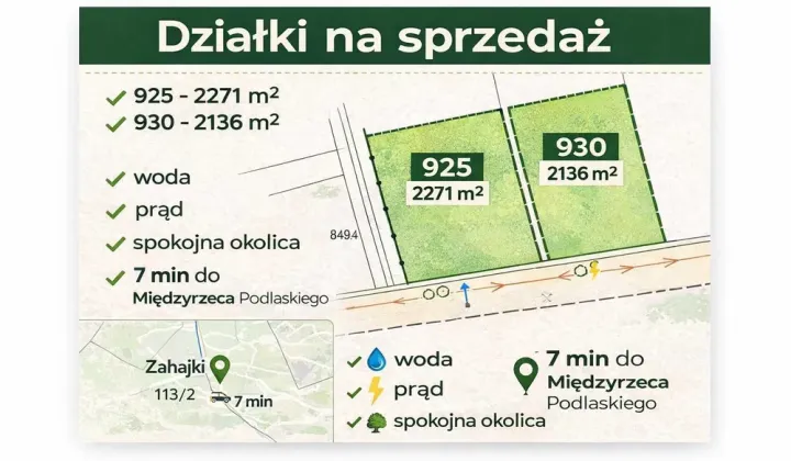 Działka budowlana Zahajki Kacze Dołki, Zahajki