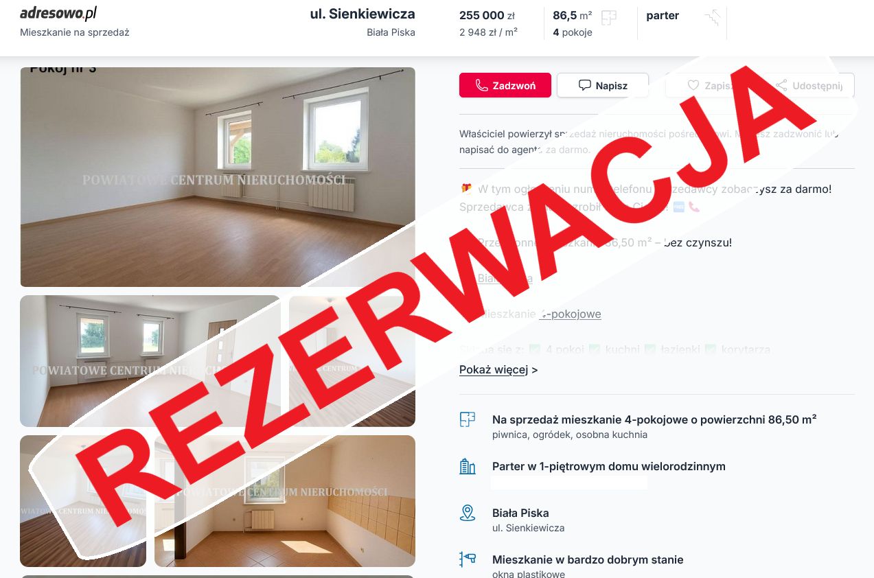 Mieszkanie 4-pokojowe Biała Piska, ul. Sienkiewicza. Zdjęcie 1