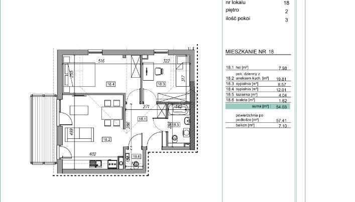 Mieszkanie 3-pokojowe Myślenice. Zdjęcie 19