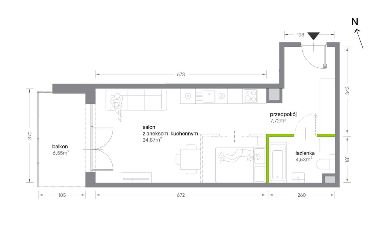 Mieszkanie 1-pokojowe Kraków Krowodrza, ul. Żabiniec. Zdjęcie 7