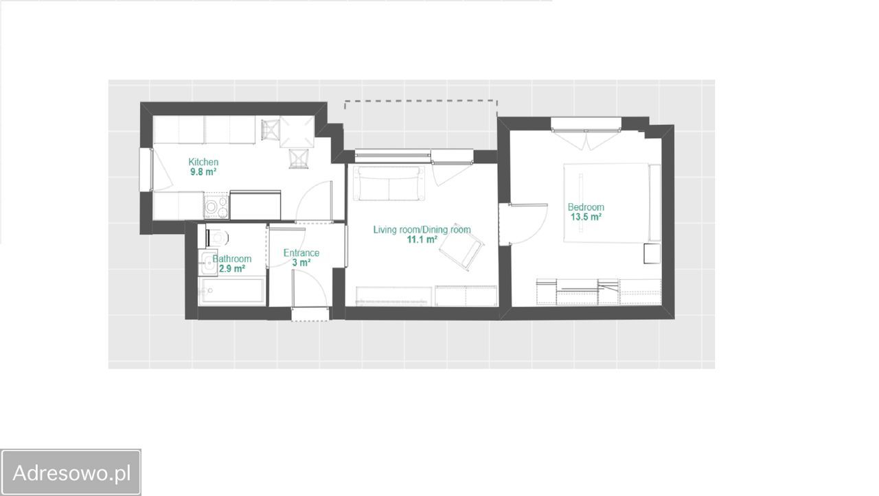 Mieszkanie 2-pokojowe Kraków Nowa Huta, os. Centrum D. Zdjęcie 2