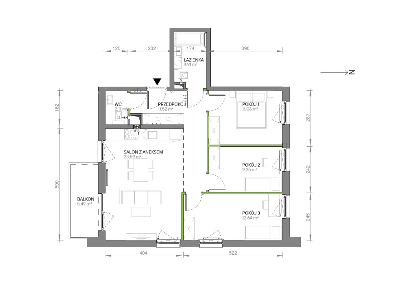 Mieszkanie 4-pokojowe Gdańsk Chełm, ul. Ptasia. Zdjęcie 7