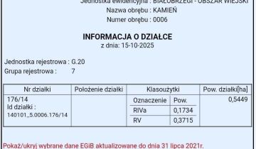Działka inwestycyjna Kamień