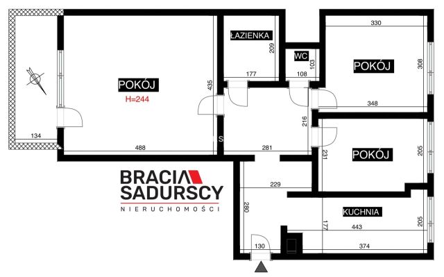Mieszkanie 3-pokojowe Kraków Mistrzejowice, os. Oświecenia. Zdjęcie 3