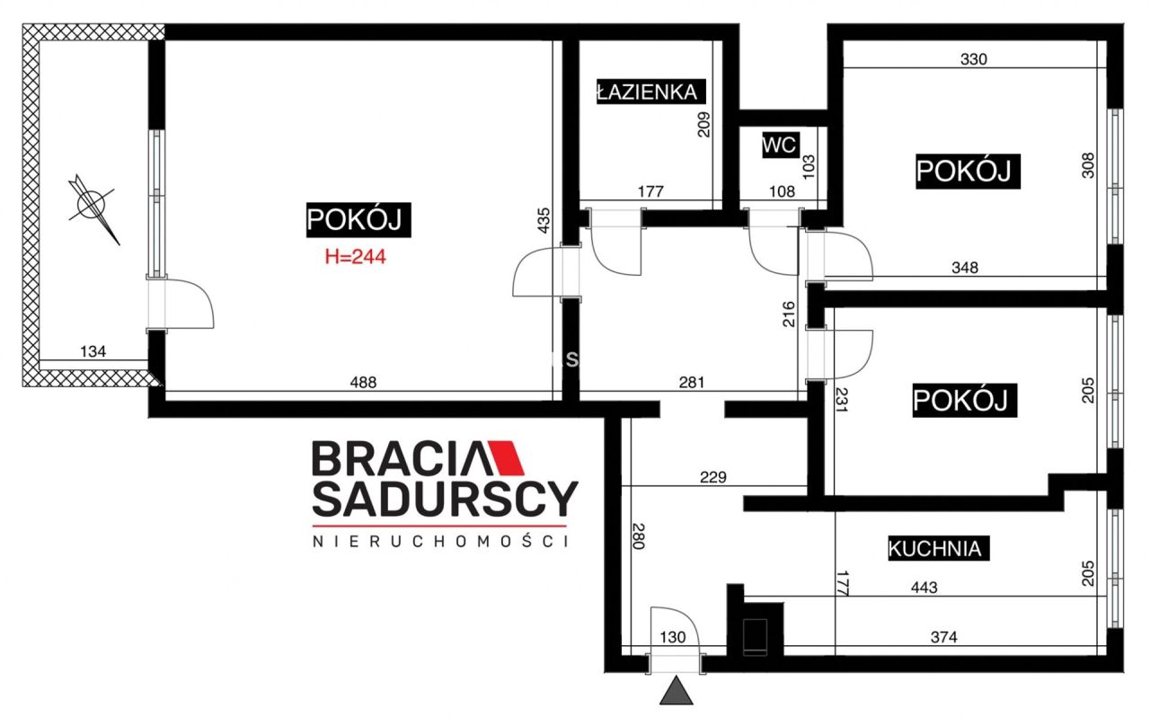 Mieszkanie 3-pokojowe Kraków Mistrzejowice, os. Oświecenia. Zdjęcie 3