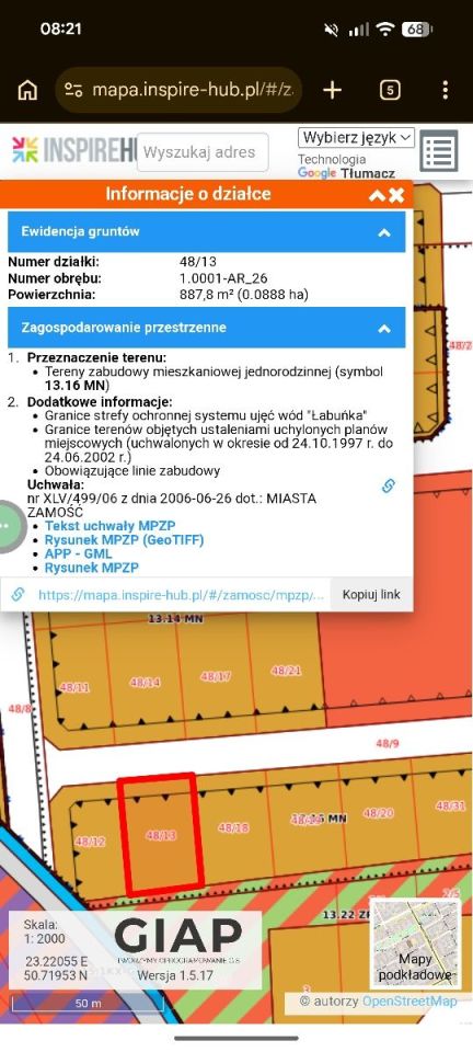 Działka budowlana Zamość, ul. ks. Franciszka Zawiszy. Zdjęcie 7