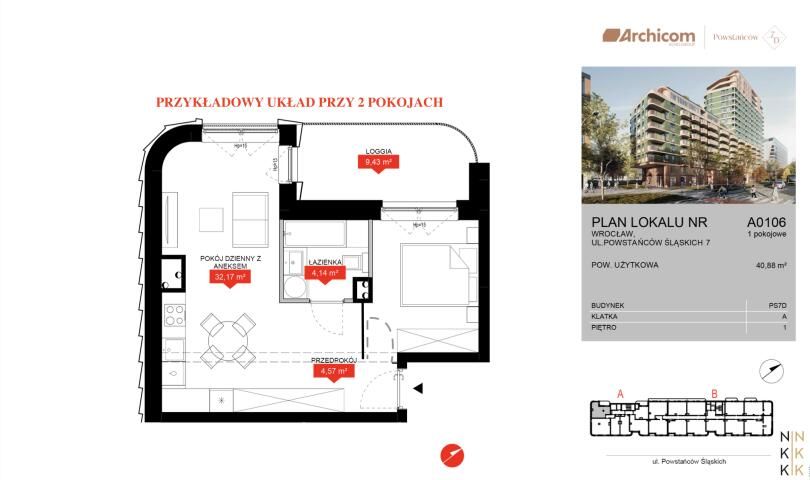 Mieszkanie 1-pokojowe Wrocław, pl. Powstańców Śląskich. Zdjęcie 4