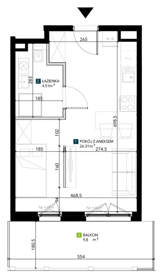 Mieszkanie 1-pokojowe Wrocław Krzyki, ul. Świeradowska. Zdjęcie 5