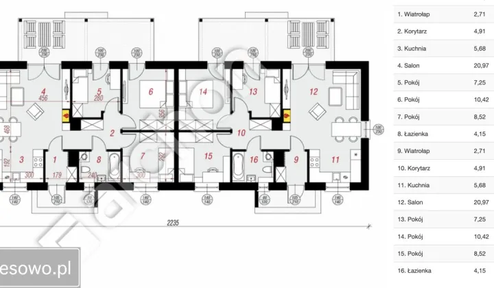 bliźniak, 4 pokoje Boreczek