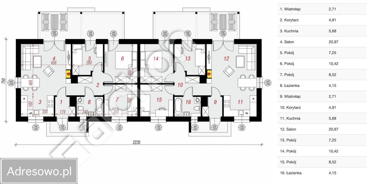 bliźniak, 4 pokoje Boreczek