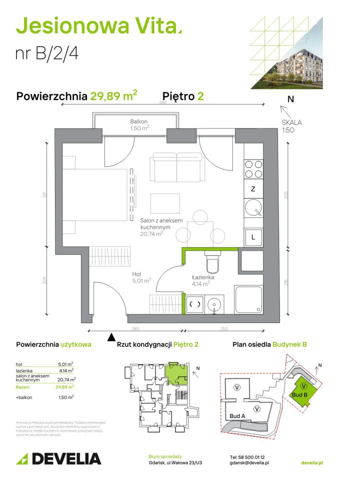 Mieszkanie 1-pokojowe Gdańsk Wrzeszcz, ul. Jesionowa. Zdjęcie 6