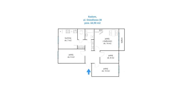 Mieszkanie 4-pokojowe Radom Ustronie, ul. Osiedlowa. Zdjęcie 3