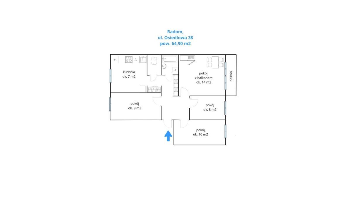 Mieszkanie 4-pokojowe Radom Ustronie, ul. Osiedlowa. Zdjęcie 3