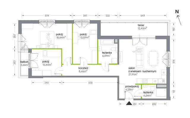 Mieszkanie 4-pokojowe Kraków Krowodrza, ul. Żabiniec. Zdjęcie 7