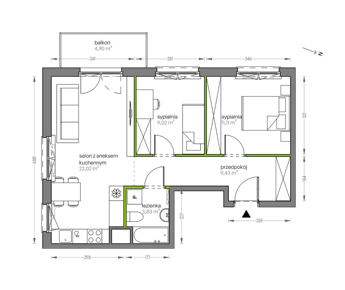 Mieszkanie 3-pokojowe Kraków Płaszów, ul. Myśliwska. Zdjęcie 25