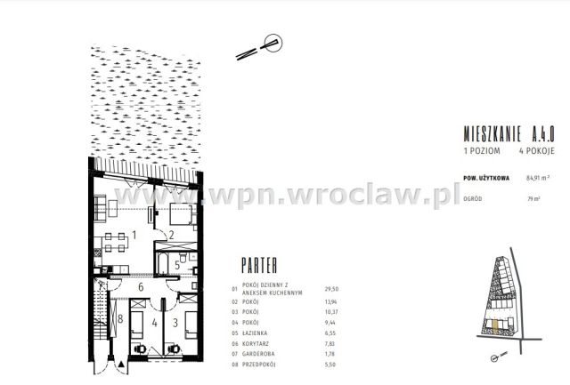 Mieszkanie 4-pokojowe Wrocław Krzyki. Zdjęcie 4