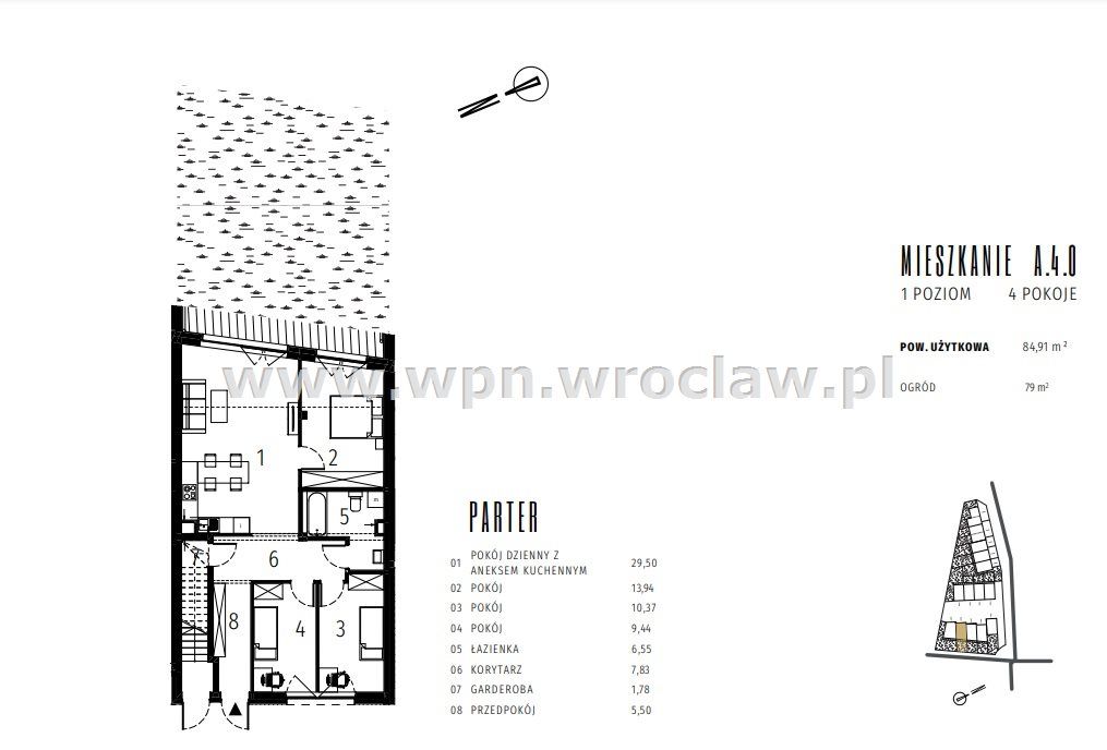Mieszkanie 4-pokojowe Wrocław Krzyki. Zdjęcie 4