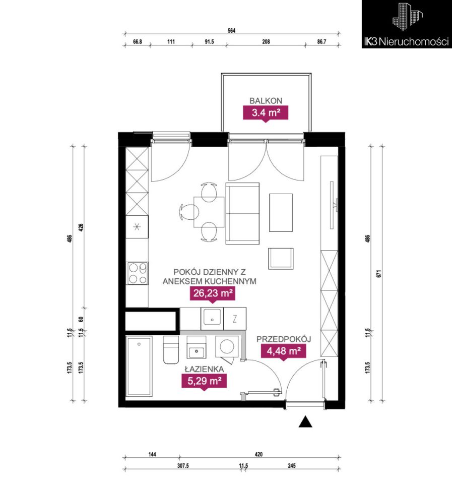 Mieszkanie 1-pokojowe Łódź Śródmieście, ul. Milionowa. Zdjęcie 4
