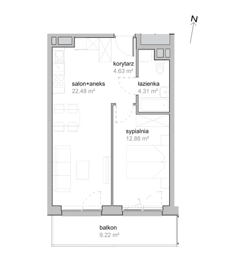 Mieszkanie 2-pokojowe Wrocław Tarnogaj, ul. Piękna. Zdjęcie 7