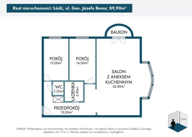 Mieszkanie 3-pokojowe Łódź Julianów, ul. gen. Józefa Bema. Zdjęcie 14