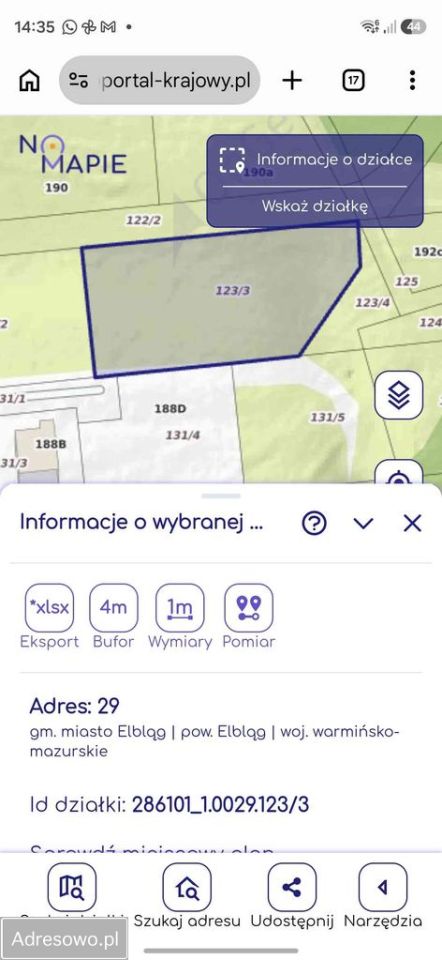 Działka budowlana Elbląg Dąbrowa, ul. Królewiecka. Zdjęcie 2
