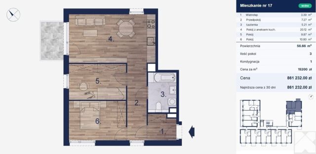 Mieszkanie 3-pokojowe Kraków, ul. Łużycka. Zdjęcie 7