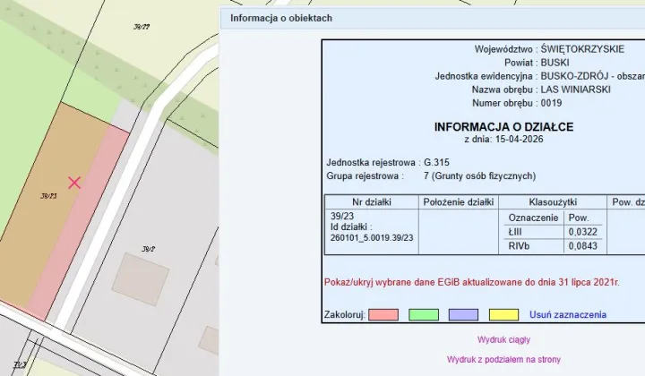 Działka rolna Las Winiarski