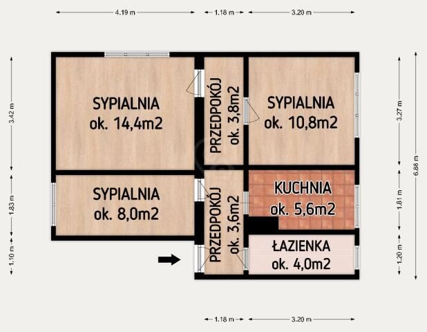 Mieszkanie 3-pokojowe Wrocław Krzyki, ul. Wróbla. Zdjęcie 15