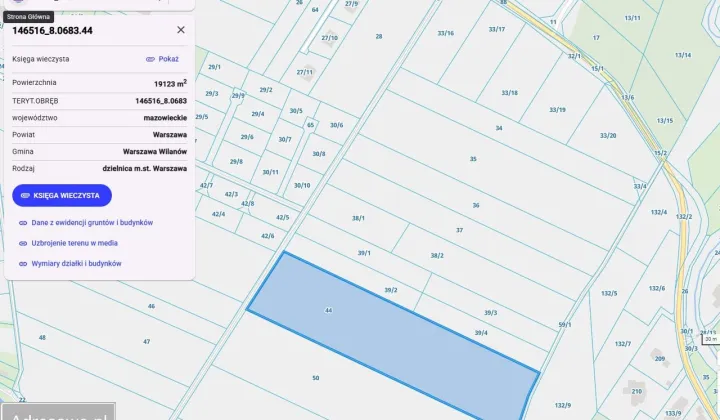 Działka budowlana Warszawa Wilanów